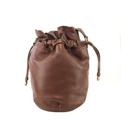 CELINE Blason 皮革抽繩單肩包 棕色 復古 2hgzv7 