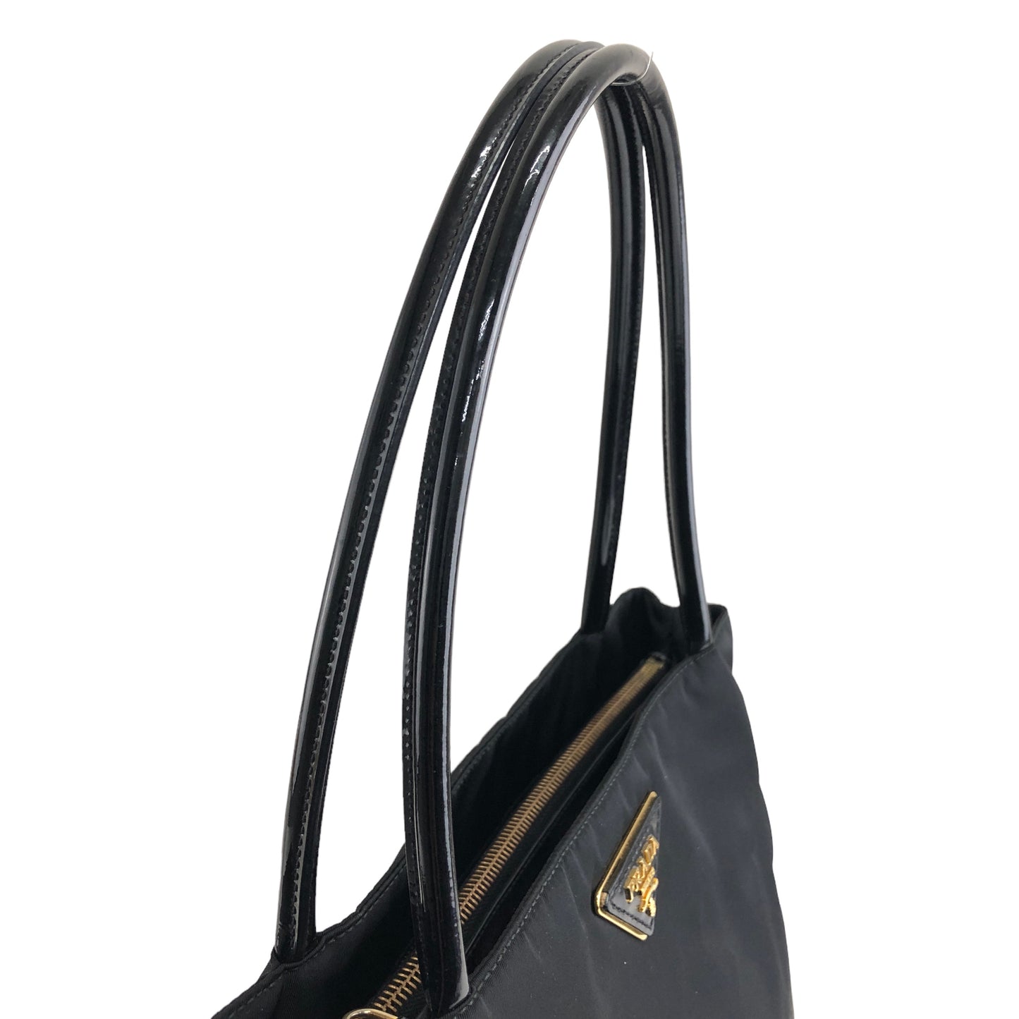 PRADA Triangle Logo Nylon Handbag Black Vintage ycb8if