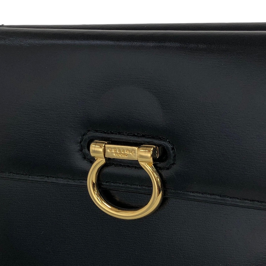 CELINE Gancini Leather Folded Wallet Black Vintage nnhbtg