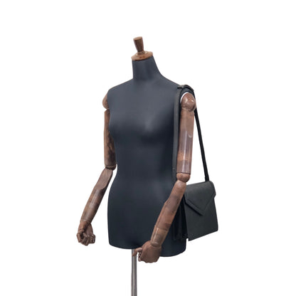 Yves Saint Laurent YSL Logo Leather Two-way Handbag Shoulder bag Black Vintage ffwsya