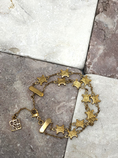 CELINE Triomphe 標誌串飾手鍊 金色 復古 tzzpy3 