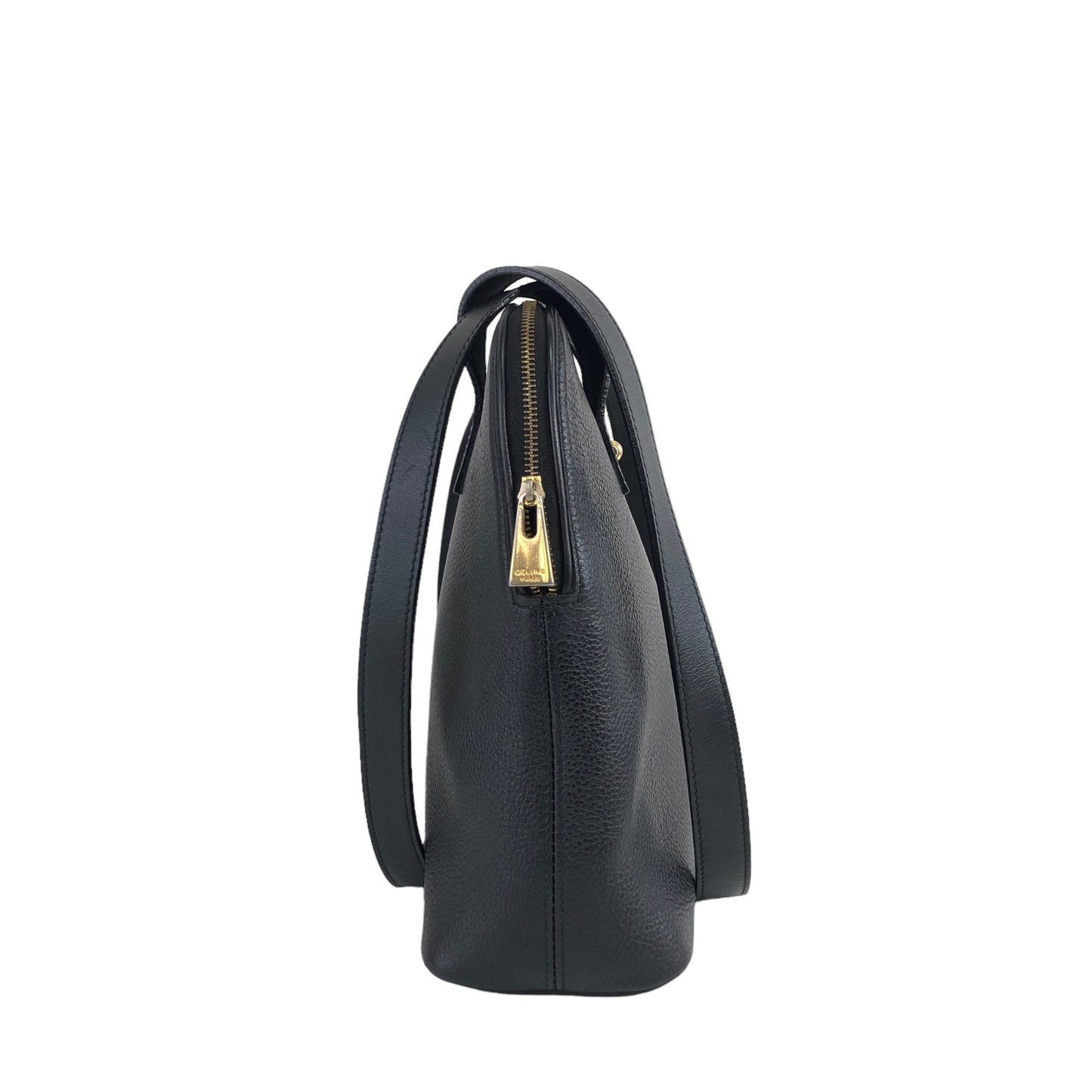 CELINE Toggle Clasp Leather Shoulder bag Black Vintage id5pnu