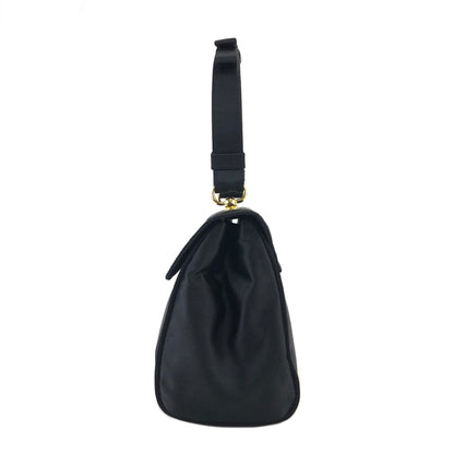 PRADA Logo Motif Satin Handbag Black Vintage 5vsuzi