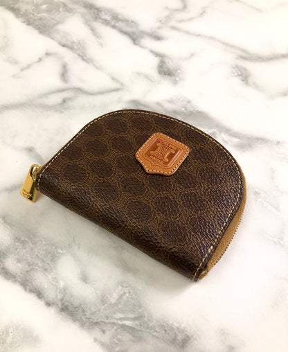 CELINE Macadam Blason Coin Purse Brown Vintage 223kww