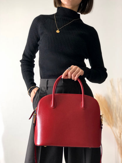 CELINE 皮革兩用手提包單肩包紅色復古 kpakv5 
