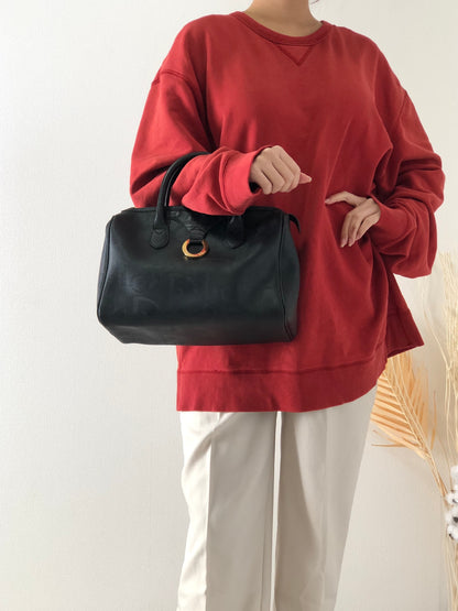 Christian Dior Trotter PVC 皮革手提波士頓包黑色復古 kg8k3x 