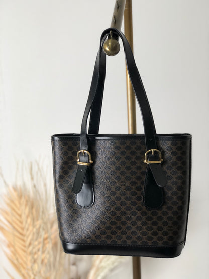 CELINE Macadam Handbag Shoulderbag Totebag Black Vintage 3pha6u