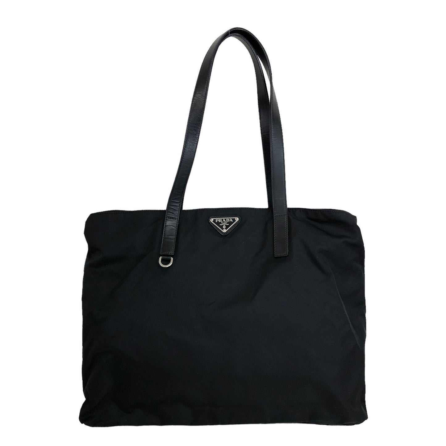 PRADA Triangle Logo Nylon Totebag Black Vintage h38ic3