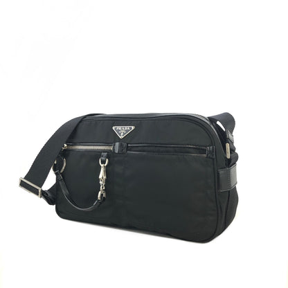 PRADA Triangle Logo Nylon Shoulder bag Black Vintage tfuabp