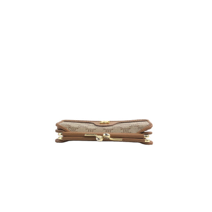 CELINE Macadam Blason Metal Clasp Folded Wallet Beige Vintage 3i5z8g