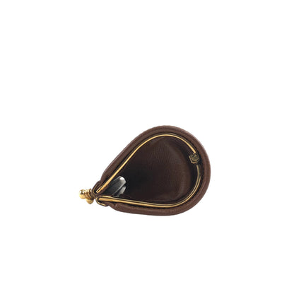 Yves Saint Laurent YSL Logo Leather Metal Clasp Coin Purse Brown Vintage n2ggig