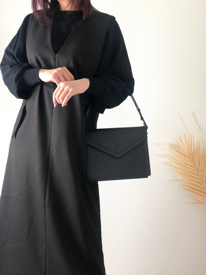 Yves Saint Laurent YSL Logo Leather Two-way Handbag Shoulder bag Black Vintage ffwsya