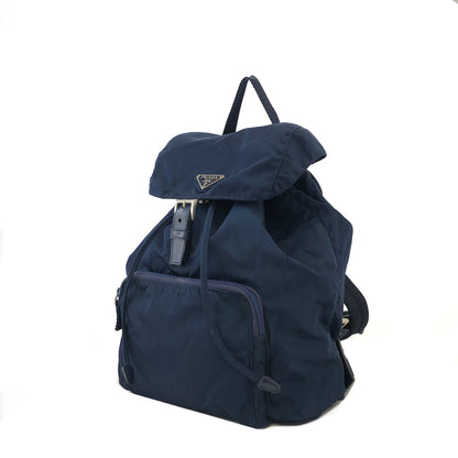 PRADA Triangle Logo Nylon Leather Backpack Navy Vintage 8jeijv