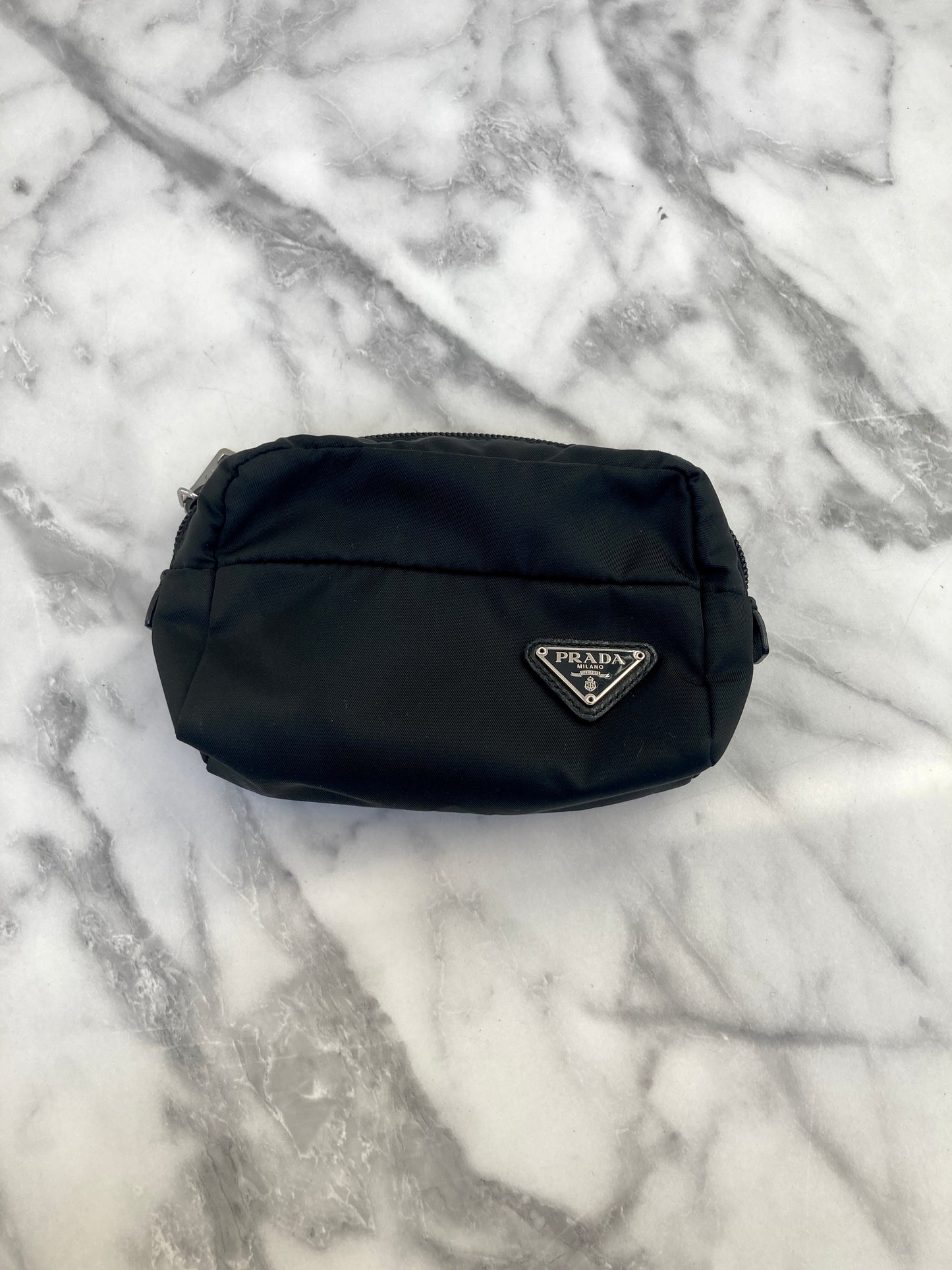 PRADA Triangle Logo Nylon Pouch Black Vintage 7wx6yx