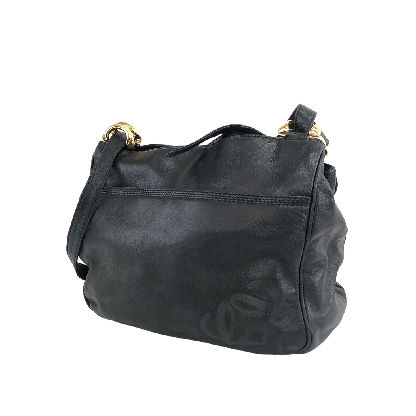 LOEWE Anagram Leather Shoulder bag Black Vintage dghip7