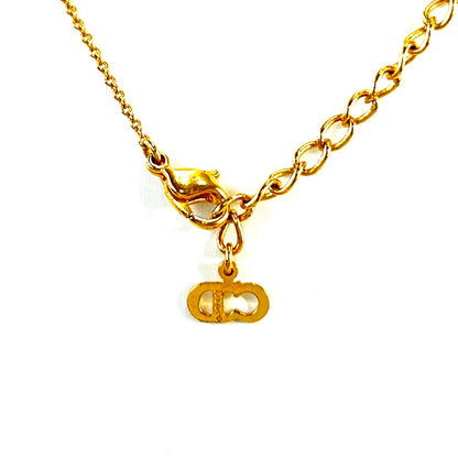 Christian Dior Logo Cube Necklace Gold Vintage zzytms
