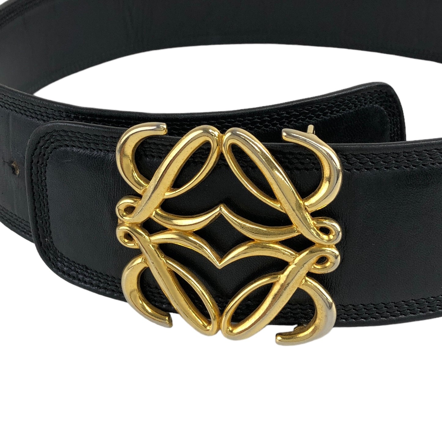 LOEWE Anagram Leather Belt Black Vintage uszftn