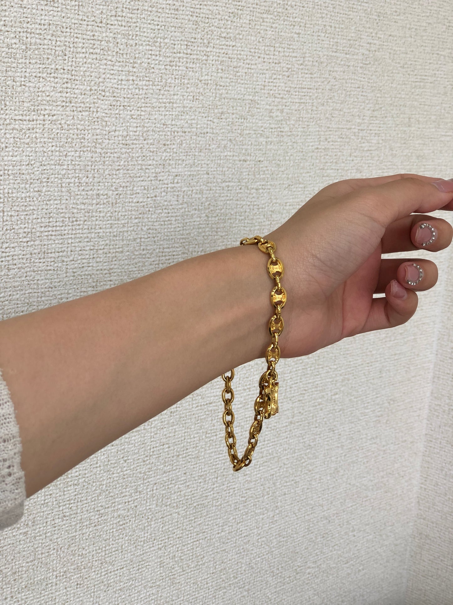 CELINE Triomphe Chain Bracelet Gold Vintage uv26ww