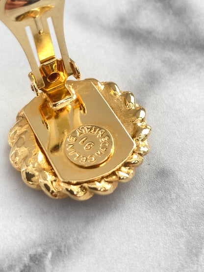 CELINE Blason 耳環 金色 復古 rscm5d 