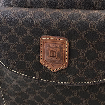 CELINE Macadam Blason Leather Handbag Brown Vintage b87m64