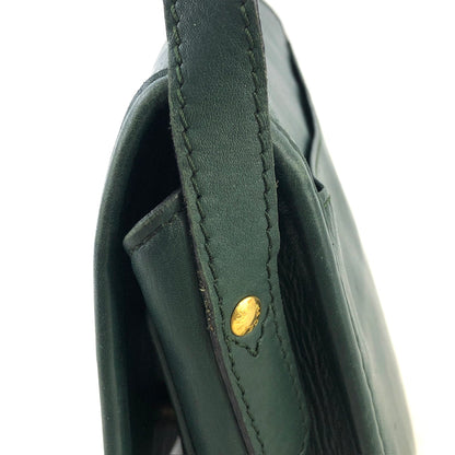 CELINE Gancini Flap Leather Shoulder bag Green Vintage mtmid2