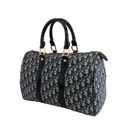 Christian Dior Trotter 掛鎖漆面手柄手提包波士頓包海軍藍復古 em4wmx 