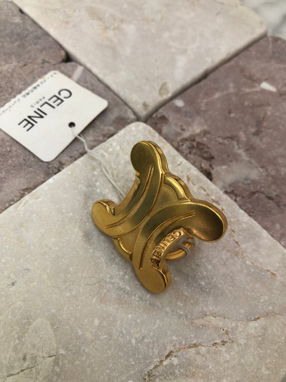 CELINE Triomphe 圍巾戒指 金色 復古 6y67hn 