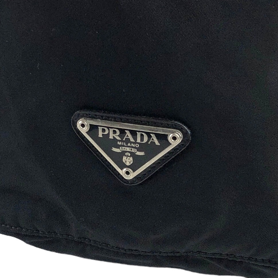 PRADA Triangle Logo Nylon Drawstring Small Handbag Black Vintage s2v2ex