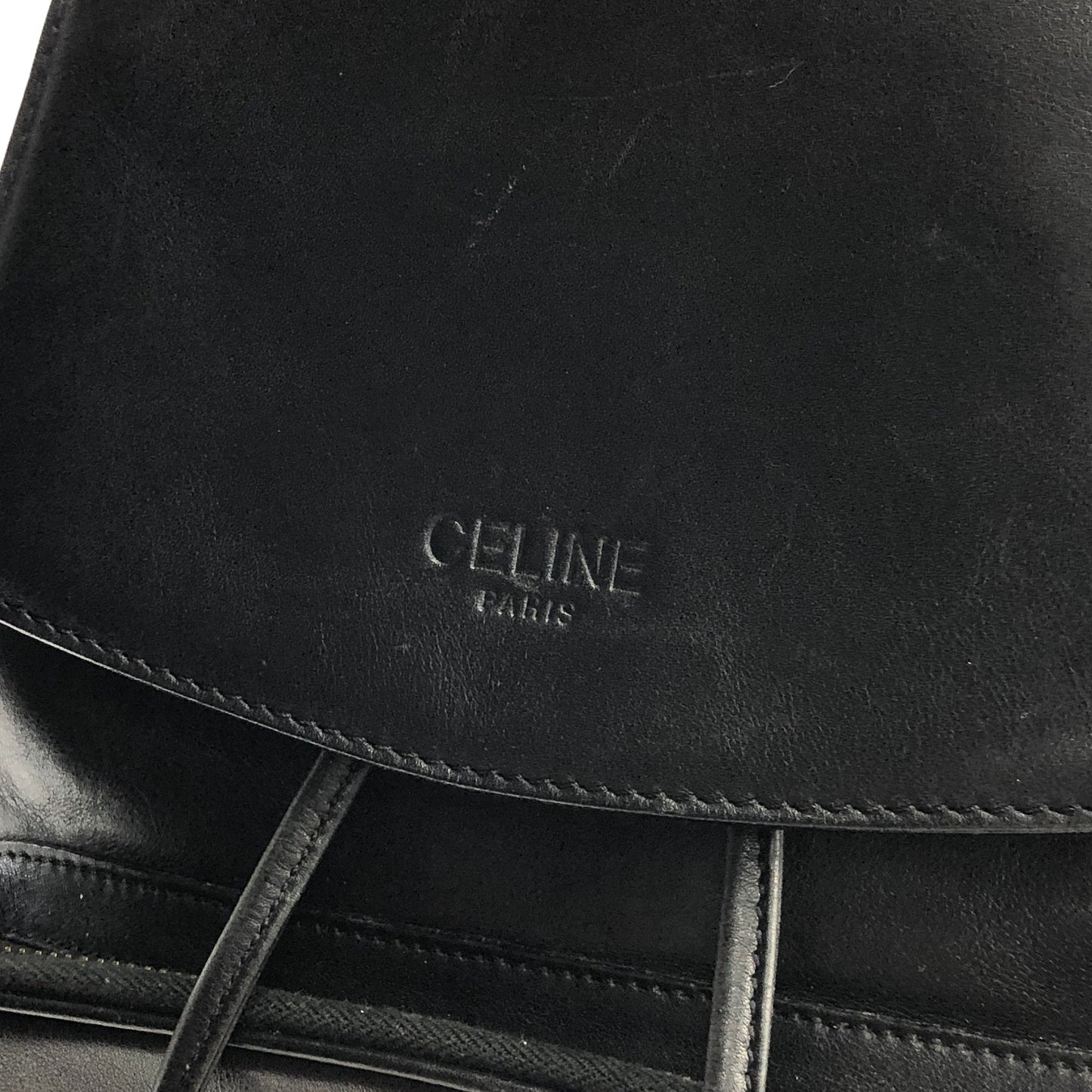 CELINE Starball Logo Leather Backpack Black Vintage jn25uf