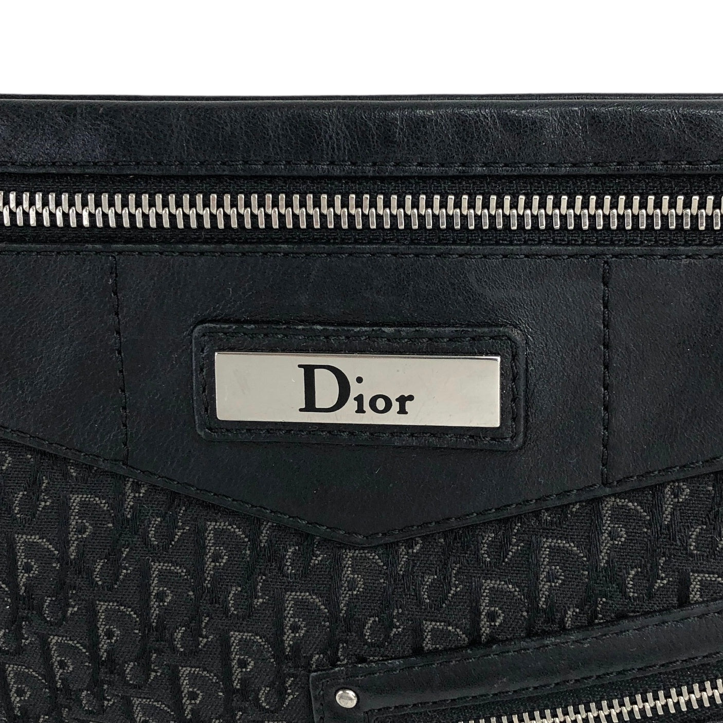 Christian Dior Trotter Street Chic Jacquard Leather Shoulder bag Black Vintage gj3aep