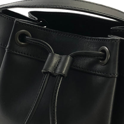 VALENTINO GARAVANI Logo Leather Drawstring Shoulder bag Black Vintage vxthd4