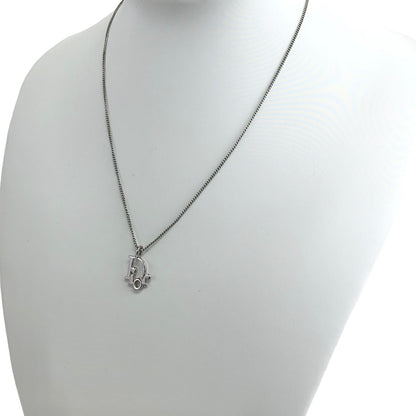 Christian Dior DIOR Logo Necklace Silver Vintage nnhi2n