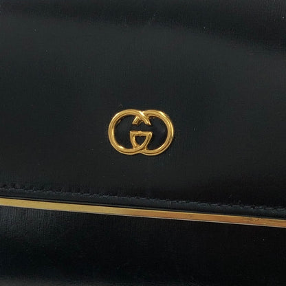 GUCCI Logo Leather Chain Crossbody Shoulder bag Black Vintage vypi6w