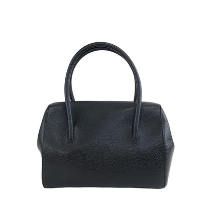 Cartier Leather Handbag Boston bag Black Vintage aki576