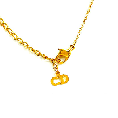 Christian Dior Logo Cube Necklace Gold Vintage zzytms