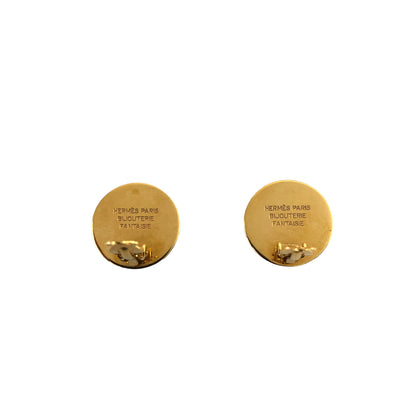 HERMES Serie Earrings Gold Vintage 368t22