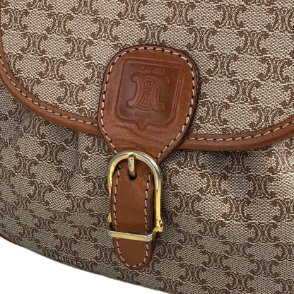 CELINE Macadam Front Buckle Flap Small Shoulder bag Crossbody Beige Vintage wbbars