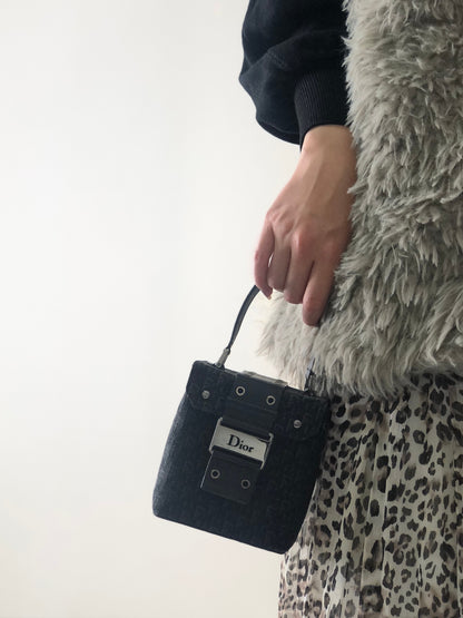 Christian Dior Trotter Jacquard Small Handbag Vanity bag Black Vintage 6jieew