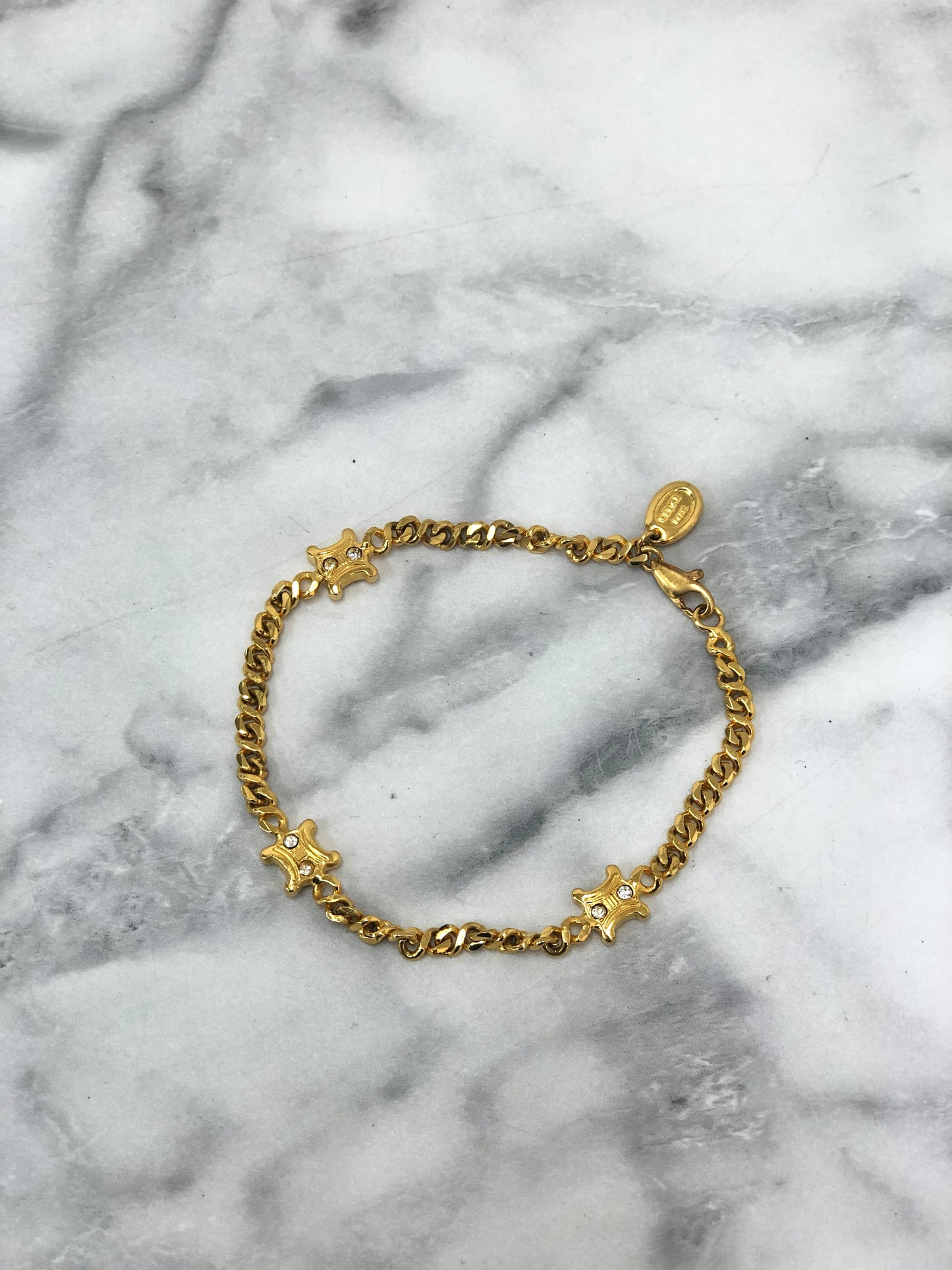 CELINE Triomphe Stone Bracelet Gold Vintage ibfrit