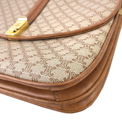 CELINE Macadam Blason Crossbody Shoulder bag Beige Vintage 3ucgmn