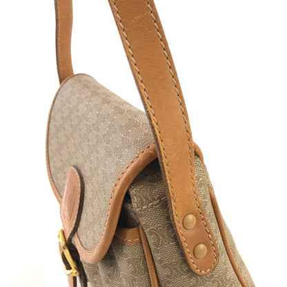 CELINE Macadam Blason Leather Shoulder bag Beige Vintage 78bcka