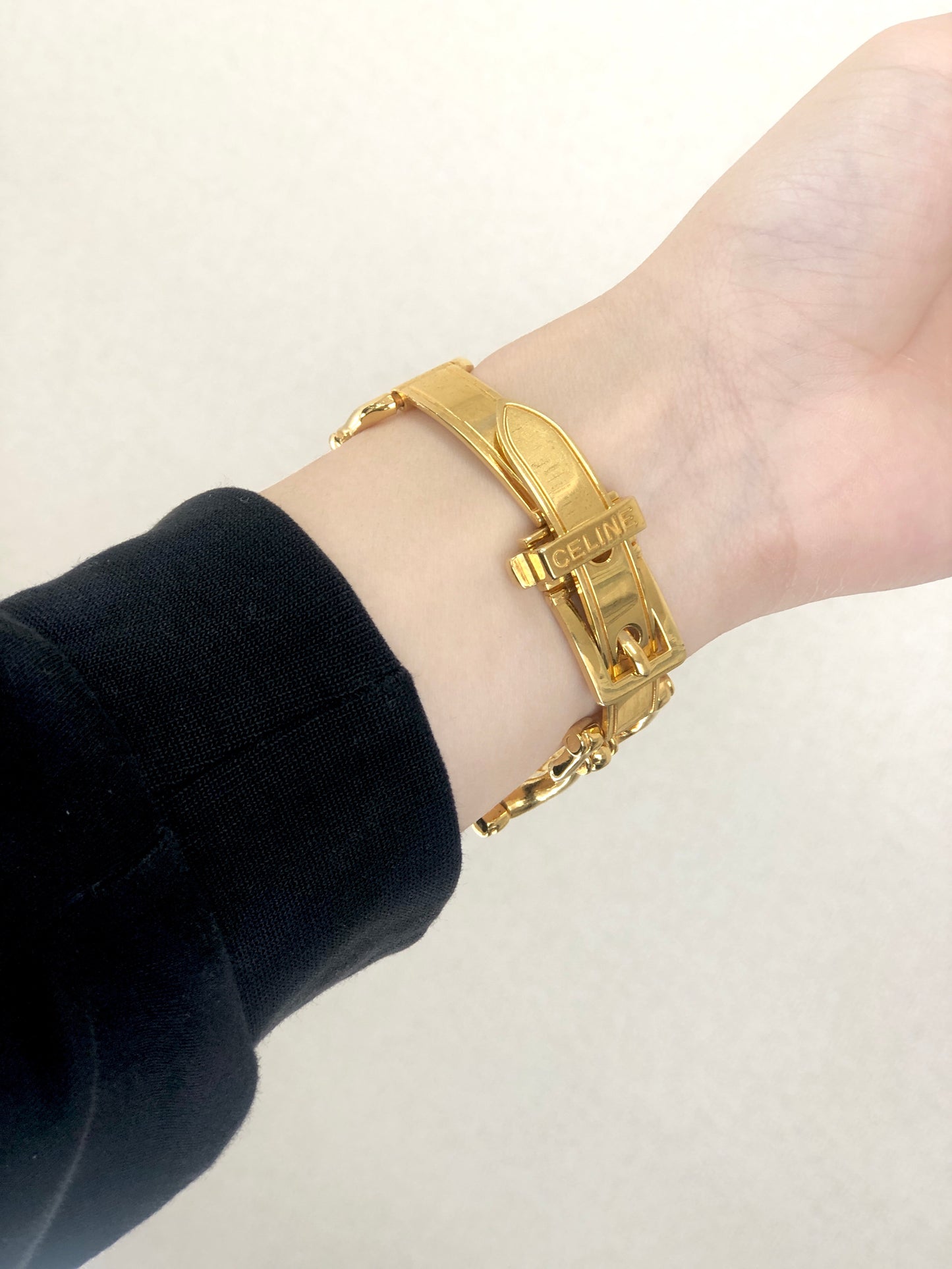 CELINE Horse Bit Bracelet Gold Vintage xyd5rw