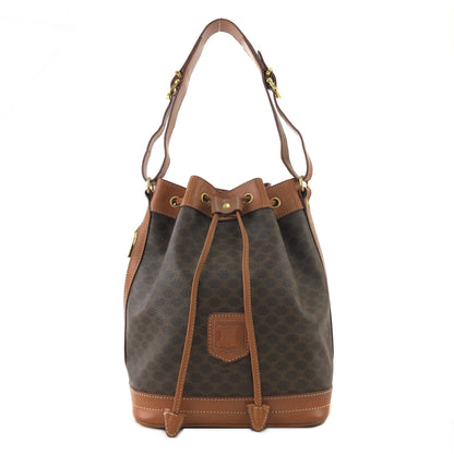 CELINE Macadam Blason  PVC Leather Drawstring Shoulder bag Brown Vintage 3z2thj