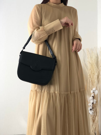 Yves Saint Laurent YSL Logo Leather Shoulder bag Black Vintage 4jenk5