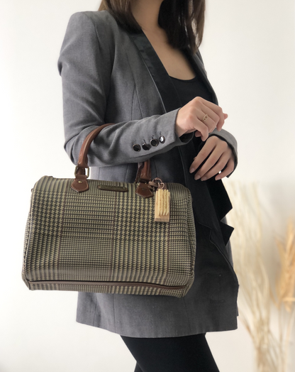 RALPH LAUREN Glen Check Handbag Boston bag Brown Vintage mgcf5g