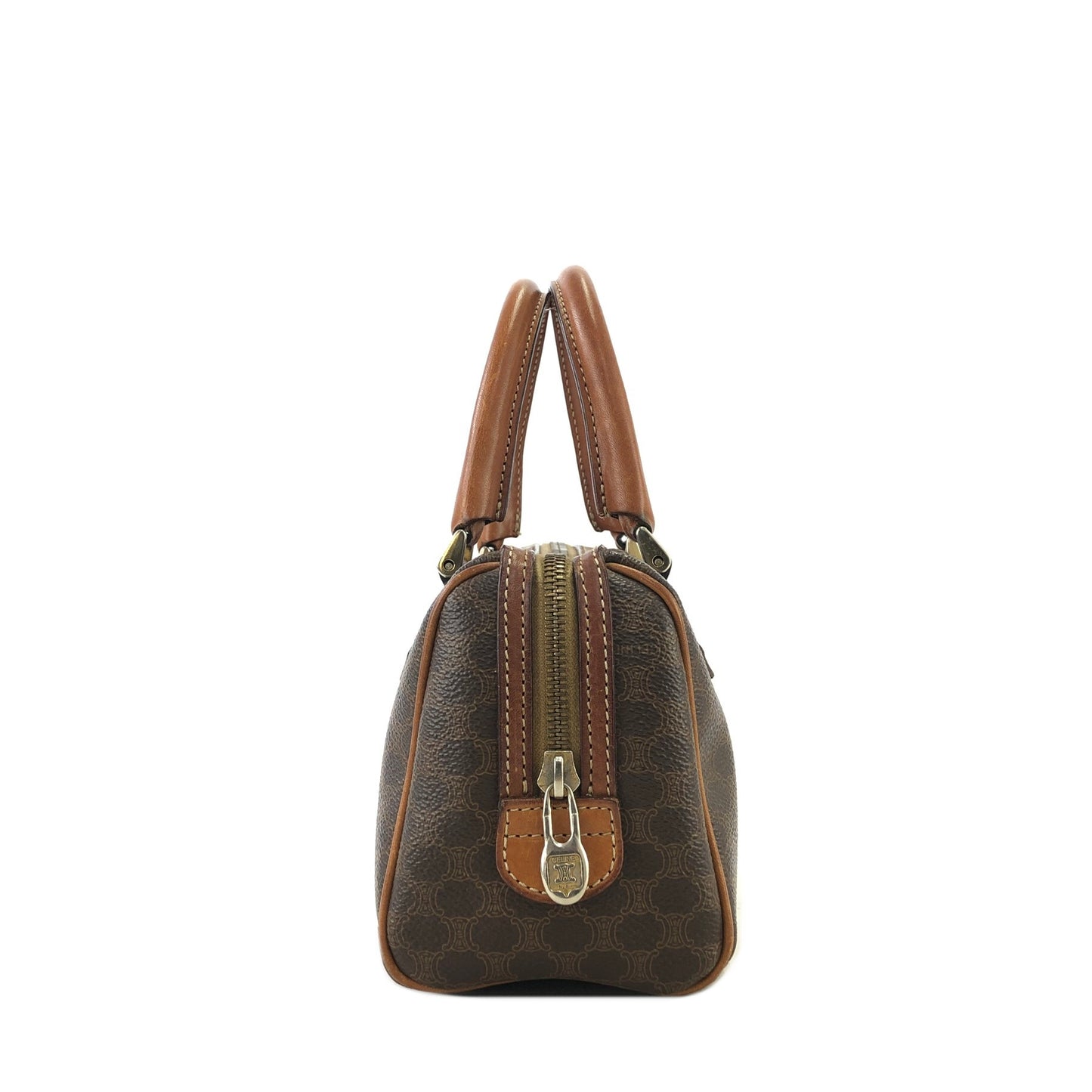 CELINE Macadam Two-way Handbag Shoulder bag Brown Vintage 73idph