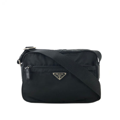 PRADA Triangle Logo Nylon Shoulder bag Black Vintage nzkhnd