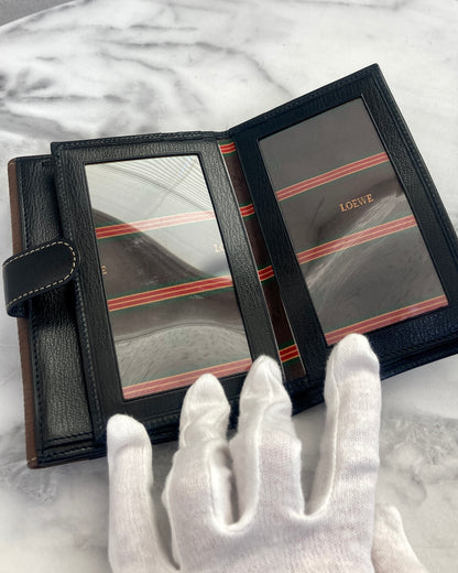 LOEWE Velazquez 皮革折疊錢包 黑棕色復古 z2dfbj 