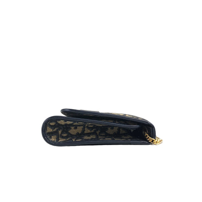 Christian Dior Trotter CD 標誌提花鏈單肩包 海軍藍 復古 5ku4iy