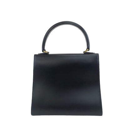 CELINE Gancini Leather Two-way Top Handle Handbag Shoulder bag Black Vintage ick73z